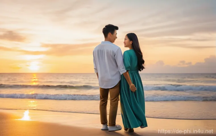 필리핀 드라마와 영화 추천 - A young Filipino couple, both dressed in modest, stylish casual attire, sharing a tender and heartfe...